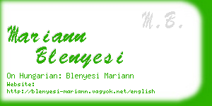 mariann blenyesi business card